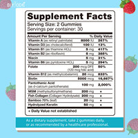 Peptides de biotine et de collagène Gummies Supplément de croissance des cheveux Riche Collagène + Biotine Gelée Bonbons pour une peau éclatante et des ongles forts