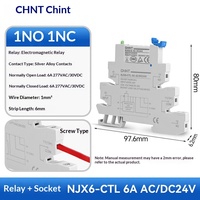 Relais électromagnétique mince Zhengtai NJX6 12V AC/DC ultra-plat avec indicateur LED 6A/10A pour contrôle PLC simple 220V