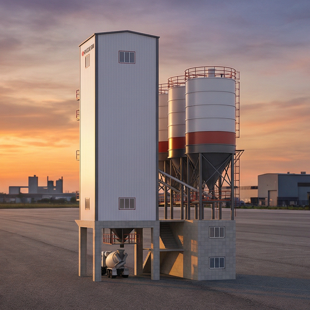 High Performance Ready Mix Mobile Concrete Batching Plant Price With Cement Silo
