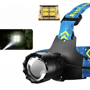 Trắng Lazer 4Core Long Range khẩn cấp Head Torch Zoom USB có thể sạc lại COB đèn pha điện ngân hàng Đèn LED Đèn pha đèn pha