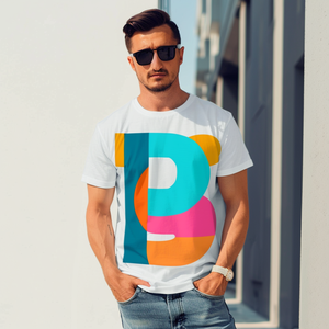 T-Shirt a manica corta in poliestere e cotone bianco con inchiostro personalizzato a base d'acqua - Product Image 3