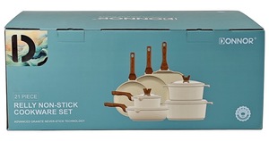 Set di Pentole Elite Japandi Vibe 21 Pezzi, Pentola per Latte 18cm, Casseruola 24-28cm, Teglia per Pizza 28cm, Spatola, Cucchiaio, Pinza, Guanti, Cucina Moderna - Product Image 5