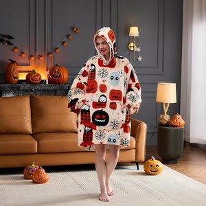 Oversized Halloween Hooded Blanket Wearable Fleece Blanket <strong>Hoodie</strong> with Giant Pocket Women Men Cozy Warm Loungewear Gifts - Product Image 1