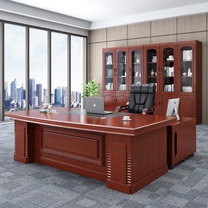Modern High-End Wood Executive Desk Large Single Office Desk Chair <strong>Set</strong> for <strong>Chairman</strong> President - Product Image 1