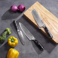 Set Pisau Dapur Berkualitas Tinggi 3-in-1 Baja Damascus VG10 Jepang 67 Lapis 8 inci/7 inci/5 inci Dengan Gagang G10