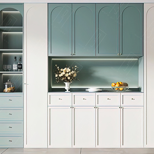 Credenza Multifunzione in Legno Ecologico Stile Country Francese con Ante Verde <span class=keywords><strong>Lago</strong></span> e Bianco Crema per Arredamento Rustico - Product Image 3