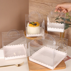 Contenitore trasparente per matrimonio personalizzato 3/4/<span class=keywords><strong>5</strong></span>/6 pollici scatole da torta pagnotta Mousse carino trasparente biodegradabile confezione con manico - Product Image 2