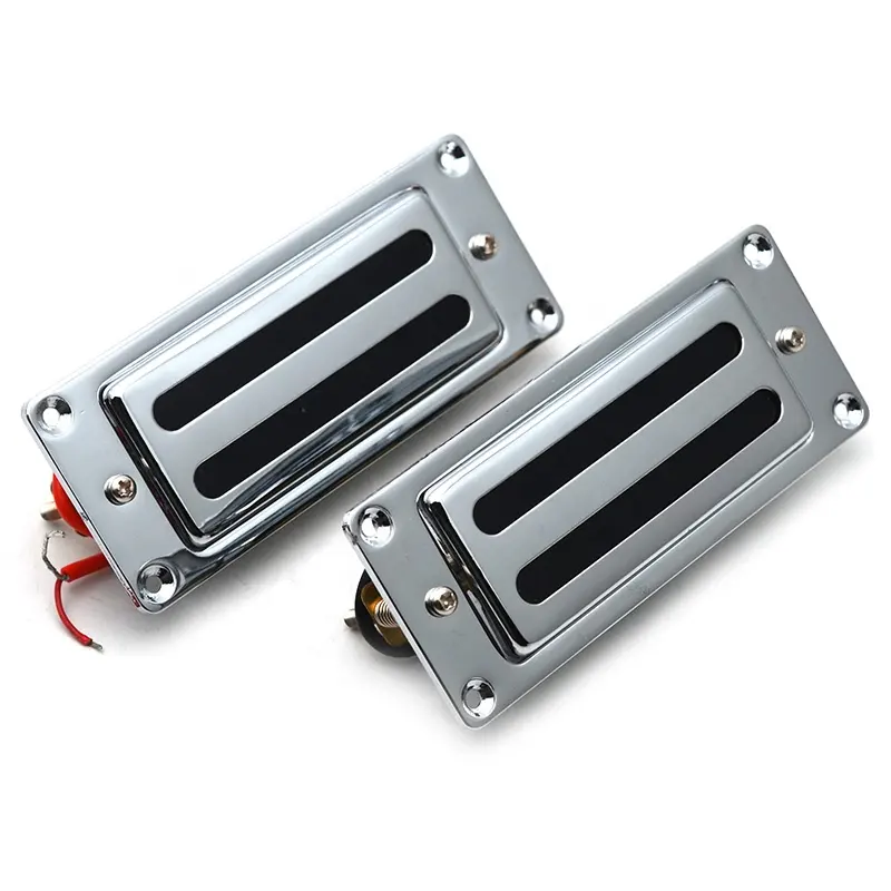 Two Line 68x29MM Mini Electric Guitar Humbucker Pickup with Metal Frame for LP Guitar Chrome