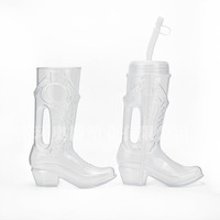 Gobelet fantaisie en forme de botte de 700 ml avec paille et couvercle, idéal pour le camping et les fêtes en extérieur, réutilisable et étanche, couleur et logo personnalisables