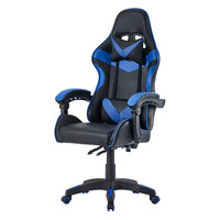 Ensemble chaise et table de jeu exécutives modernes en cuir blanc et bleu avec fonction inclinable et coussin de jeu