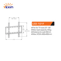 Soporte de TV Fijo Universal LED-101F de Diseño Popular, VESA Máx. 400x400mm, Soporte de Pared para TV de Pantalla Plana de 23"-55"