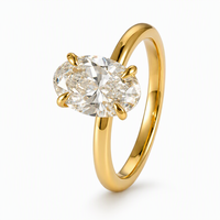 Bague de fiançailles solitaire en argent sterling 925 personnalisée avec moissanite taille ovale pour femme, bijoux de mariage, vente en gros OEM ODM