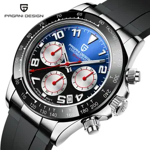 Jam tangan pria, kustom Logo mewah tahan air kronograf jam tangan bercahaya tali karet kuarsa jam tangan untuk pria