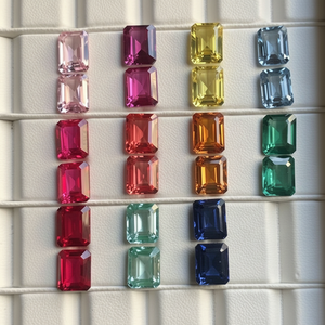 ต่างหูพลอยแซฟไฟร์สังเคราะห์ทรงเหลี่ยมมรกตจาก Healing Multi Lab พร้อมพลอยรูปทรงเรเดียนท์สำหรับทำเครื่องประดับ - Product Image 1