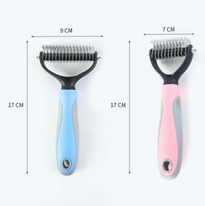 Sisir penghilang bulu plastik untuk anjing dan kucing sikat pemangkas Dematting Perapi bulu hewan peliharaan keriting rambut panjang - Product Image 5