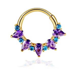 Anelli per Setto Nasale in Cristallo 16G, Gioielli per Setto Nasale in <span class=keywords><strong>Acciaio</strong></span> <span class=keywords><strong>Chirurgico</strong></span>, <span class=keywords><strong>Orecchini</strong></span> <span class=keywords><strong>Helix</strong></span> Daith per Donne, Gioielli per Piercing Daith - Product Image 5