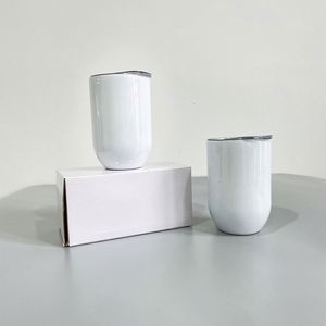 Egg Shape Glossy White Blank Sublimation Straight <b>Wine</b> 12Oz Tumbler With Sliding Lid for Heat <b>Press</b> Printing - Product Image 2