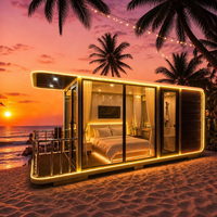 Cabaña Prefabricada Tipo Apple, Completamente Amueblada, Casa Modular Pequeña, Oficina al Aire Libre Lista para Usar, Puerta de Vidrio Aislante