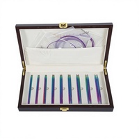 Kit d'aiguilles à tricoter circulaires détachables pour pulls, avec accessoires de tricot rotatifs, en oxyde d'aluminium, dans boîte en bois colorée