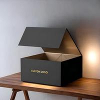 Boîte cadeau portable en carton rigide noir mat de luxe, impression personnalisée, avec doublure en éponge et couvercle magnétique