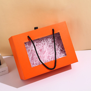 Scatola Regalo in Carta di Alta Qualità con Manico Arancione e Finestra Trasparente per Regali di Compleanno o Alimenti, Design con Apertura a Cassetto - Product Image 6