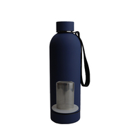 Flacon à vide isolé en acier inoxydable de 500ml avec logo personnalisé portable Infuseur de fruits Bouteille d'eau avec poignée en corde