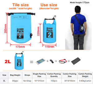 Bolsa Impermeable de 2L con Cierre Enrollable para Playa, <span class=keywords><strong>Camping</strong></span>, Navegación, Senderismo, Kayak, con Logotipo Personalizado, Bolsa Seca de PVC para Exteriores - Product Image 3
