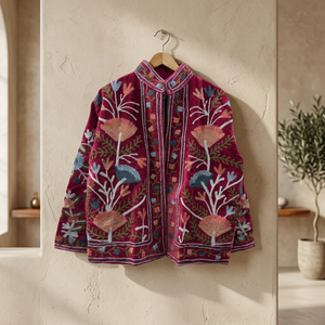 OEM Wholesale <b>Women</b> Velvet Suzani <b>Jacket</b> Artisan Floral Hand Embroidery Short Coat Ethnic Indian Craft Outerwear Suzani <b>Jacket</b> - Product Image 4