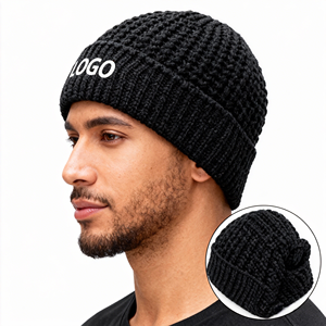 Fabricant de bonnets chauds en gros, broderie de logo personnalisée, 60 couleurs, bonnet en tricot uni pour l'hiver, bonnets - Product Image 1