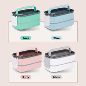 Moderne umwelt freundliche doppels chichtige isolierte Brotdose mit individuellem Logo-Kunststoff deckel für Studenten - Product Image 5