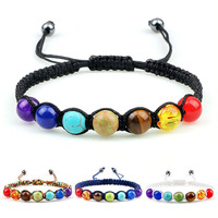 Bracelets unisexes en pierre volcanique, diffuseur de cristaux de guérison, 7 chakras, bracelet en pierre de lave naturelle