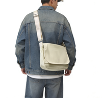 Sac bandoulière QY grande capacité en toile japonaise pour étudiants unisexes, sacoche décontractée tendance avec fermeture éclair