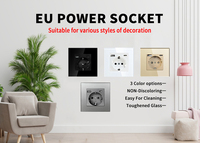Prise murale standard européenne 86 mm avec panneau en verre trempé, ports de charge USB-A et Type-C, 16A 250V, prise Schuko, noir et blanc