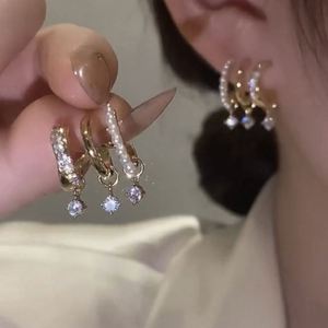 Pendientes de Aro 2022, Nuevo Diseño Moderno Japonés y Coreano, Dulce y Fresco, Imitación de Perla, Zirconia, Gotas de Agua, Tratamiento de Diamantes - Product Image 2