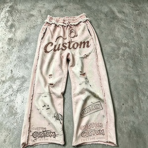 High Quality Vintage Sun Fade Wide Leg <b>Flare</b> <b>Sweatpants</b> Retro Print Distressed Streetwear Style Joggers - Product Image 5