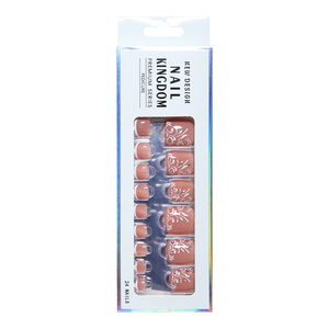 Presione en las <span class=keywords><strong>uñas</strong></span> <span class=keywords><strong>de</strong></span> <span class=keywords><strong>los</strong></span> <span class=keywords><strong>pies</strong></span> con piedras, patrón <span class=keywords><strong>de</strong></span> flores elegante corto, Color desnudo, cubierta completa brillante, <span class=keywords><strong>uñas</strong></span> postizas acrílicas encantadoras - Product Image 4