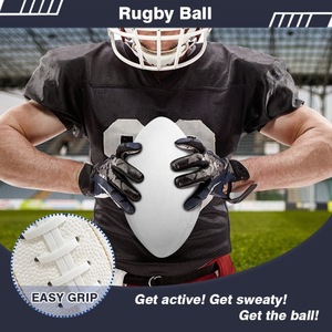 Fútbol de cuero PU con logotipo personalizado profesional todo blanco rugby tamaño 3 6 9 fútbol americano - Product Image 5