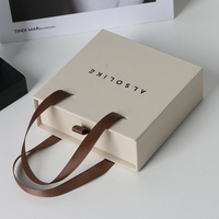 Caja de Regalo Deslizante de Lujo con Asa de Listón, Papel Dorado en Relieve, Cartón con Forro de Esponja para Velas