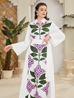 Prix d'usine, vente en gros, kaftan islamique de haute qualité pour l'été, robe de Ramadan, robe de Dubaï, abaya en satin imprimé de fleurs, robe pour femme