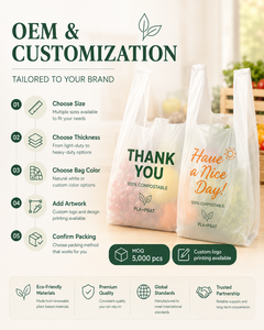 Bolsas de Compras Blancas de 12x7x21 Pulgadas, 100% Compostables, Biodegradables, de PLA PBAT, con Logotipo Personalizado, para Tiendas, Comercios y Venta al por Mayor - Product Image 2