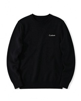 Pull en laine blanche pour homme, anti-rétrécissement, respirant, avec logo frontal, col rond, manches longues, bas côtelé, pour l'hiver