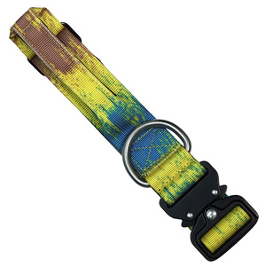 Vibrant Tie-Dye Luxury Tactical Dog Collar Personalized Durable Nylon Training Collar Stainless Steel D <b>Ring</b> Metal Hardware - Product Image 5