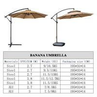 Parasol de jardin en acier imperméable et durable, parasol de patio de 3 m, parasol suspendu en forme de banane, parasol de plage, parasol cantilever, mobilier d'extérieur