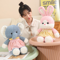 Vente en gros de jouets en peluche lapin et éléphant mignons et habillés cadeaux pour enfants poupées apaisantes poupées de compagnie