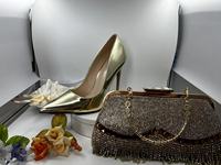 Ensemble de chaussures à talons hauts et de sacs, pantoufles nigérianes, vente en gros, chaussures de luxe en strass, sandales à talon pointu
