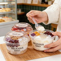 Contenants ronds en plastique PET transparents jetables personnalisables avec logo pour desserts, gâteaux, yaourts, salades et coupes d'açaï – Vente en gros