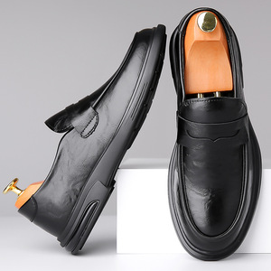 Mocasines de Cuero Marrón para Hombre, Punta Redonda, Suela Suave, Tacón Bajo, Zapatos Casuales de Negocios, Suela de Goma, Hechos en Wenzhou - Product Image 2