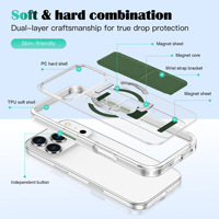 Étui de téléphone magnétique 2 en 1 de luxe en cuir avec béquille pour 14 Pro Max, charge sans fil, antichoc, pliable, coque transparente