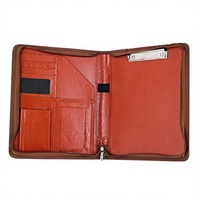 Porte-documents professionnel en cuir PU avec fermeture éclair personnalisable, porte-bloc-notes et porte-stylo