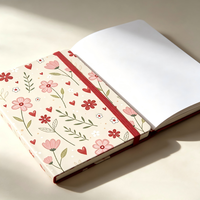 Carnet de notes A5 personnalisé à couverture rigide avec impression florale en forme de cœur, journal, papeterie, cadeau